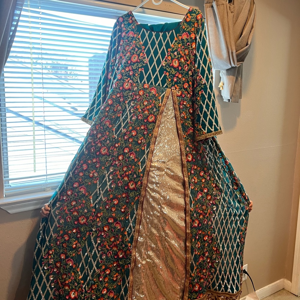 Embroidered gown for mehndi
